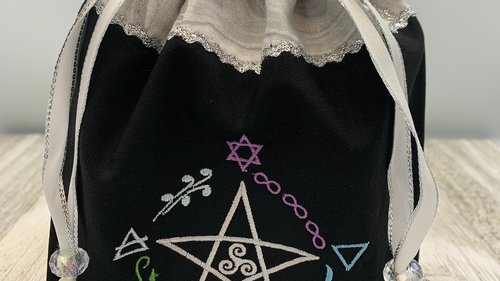 Elemental Pentacle Tarot Bag / Keepsake Bag / Drawstring Bag / Oracle Bag / Jewelry Bag / Crystal Bag / Gift Bag / Tarot Pouch / Herb Bag