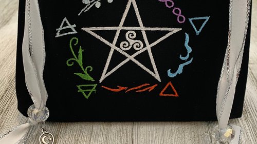 Elemental Pentacle Tarot Bag / Keepsake Bag / Drawstring Bag / Oracle Bag / Jewelry Bag / Crystal Bag / Gift Bag / Tarot Pouch / Herb Bag