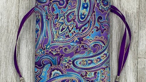 Purple Filigree Tarot Bag/ Custom Tarot Pouch/ Keepsake Bag / Drawstring Bag / Oracle Bag / Crystal Bag / Tarot Pouch / Cosmetic Bag