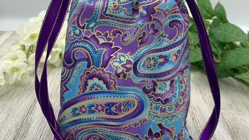 Purple Filigree Tarot Bag/ Custom Tarot Pouch/ Keepsake Bag / Drawstring Bag / Oracle Bag / Crystal Bag / Tarot Pouch / Cosmetic Bag