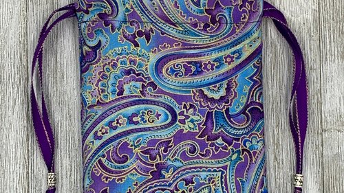 Purple Filigree Tarot Bag/ Custom Tarot Pouch/ Keepsake Bag / Drawstring Bag / Oracle Bag / Crystal Bag / Tarot Pouch / Cosmetic Bag