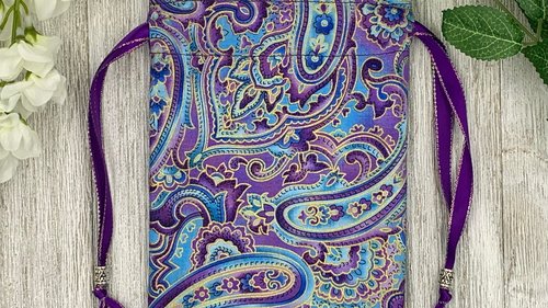 Purple Filigree Tarot Bag/ Custom Tarot Pouch/ Keepsake Bag / Drawstring Bag / Oracle Bag / Crystal Bag / Tarot Pouch / Cosmetic Bag
