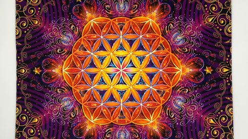 Flower of Life Mandala Altar Cloth, Tarot Cloth, Altar Decor, Double Sided Altar Cloth, Wall Hanging, Dice Mat, Centerpiece