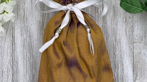 Silk & Silk Lined Tarot Bag, Gold and Purple/ Custom Tarot Pouch/ Keepsake Bag / Drawstring Bag / Oracle Bag / Crystal Bag / Tarot Pouch