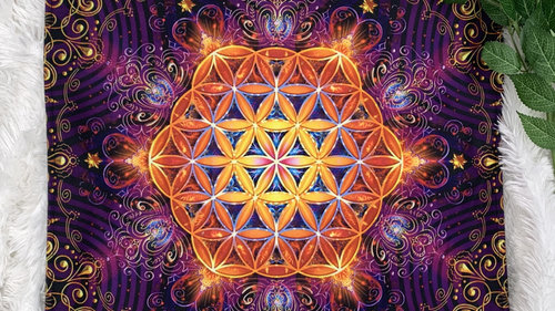 Flower of Life Mandala Altar Cloth, Tarot Cloth, Altar Decor, Double Sided Altar Cloth, Wall Hanging, Dice Mat, Centerpiece
