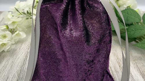 Velvet - Metallic Purple Tarot Bag/ Custom Tarot Pouch/ Keepsake Bag / Drawstring Bag / Oracle Bag / Crystal Bag / Tarot Pouch