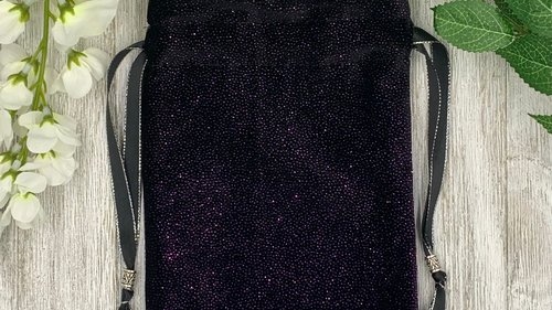 Velvet - Purple Glitter Tarot Bag/ Custom Tarot Pouch/ Keepsake Bag / Drawstring Bag / Oracle Bag / Crystal Bag / Tarot Pouch / Cosmetic Bag