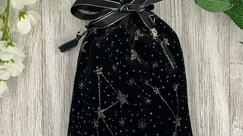 Velvet - Glitter Stars Tarot Bag/ Custom Tarot Pouch/ Keepsake Bag / Drawstring Bag / Oracle Bag / Crystal Bag / Tarot Pouch / Cosmetic Bag