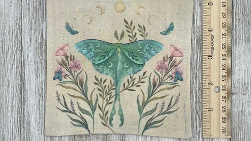 MINI Altar Cloth - Luna Moth Cream, Traveling Altar Cloth, Portable Altar Cloth, Small Spaces Altar, Home Office Altar