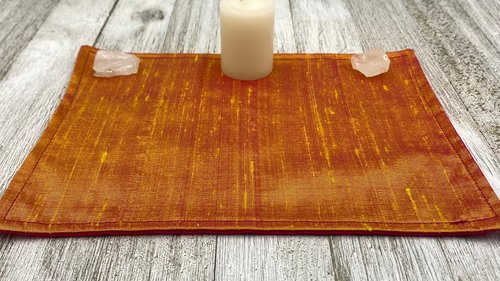 Silk MINI Altar Cloth - Yellow, Traveling Altar Cloth, Portable Altar Cloth, Small Spaces Altar, Home Office Altar