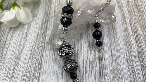 Black Obsidian Pendulum, Crystal Pendulum, Divination Pendulum, Metal Pendulum, Dowsing Pendulum, Energy Healing Pendulum Draft