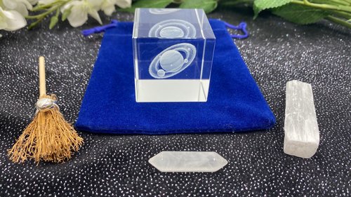 Saturn Mini Altar Kit, Crystal Set, Altar Items, Spell Casting Items, Mini Altar items, Traveling Altar Items, Witch Kit, Meditation