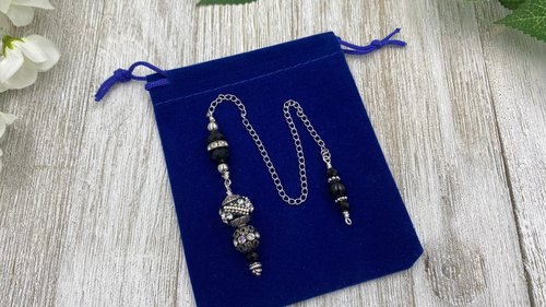 Black Obsidian Pendulum, Crystal Pendulum, Divination Pendulum, Metal Pendulum, Dowsing Pendulum, Energy Healing Pendulum Draft