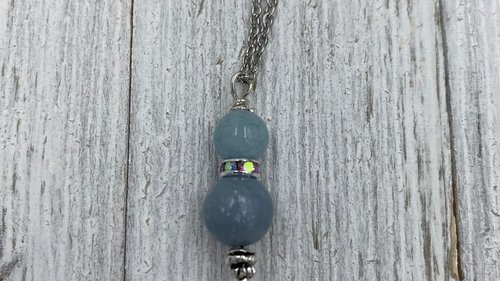 Angelic Connection Necklace, Anti -Anxiety Necklace, Psychic Connection Necklace, Angelite Aquamarine Necklace