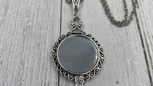 Silver Mirror Necklace, Protection Necklace, Wiccan jewelry, Witch necklace, Witchcraft jewelry, Pagan jewelry