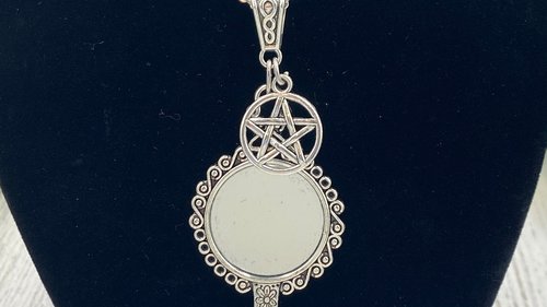 Silver Mirror Necklace, Protection Necklace, Wiccan jewelry, Witch necklace, Witchcraft jewelry, Pagan jewelry