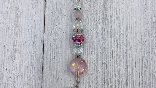 Rose Quartz Car Charm / Suncatcher, Widow Suncatcher, Mirror Accessory