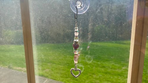 Rose Quartz Car Charm / Suncatcher, Widow Suncatcher, Mirror Accessory