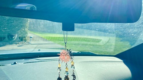 Prosperity Citrine Sun Car Charm / Suncatcher, Widow Suncatcher, Mirror Accessory