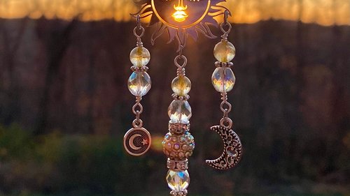 Prosperity Citrine Sun Car Charm / Suncatcher, Widow Suncatcher, Mirror Accessory