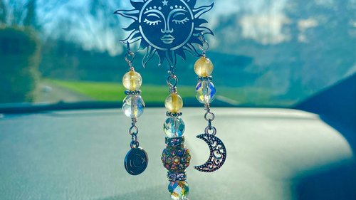 Prosperity Citrine Sun Car Charm / Suncatcher, Widow Suncatcher, Mirror Accessory