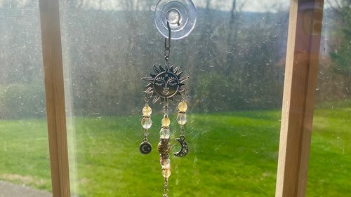 Prosperity Citrine Sun Car Charm / Suncatcher, Widow Suncatcher, Mirror Accessory