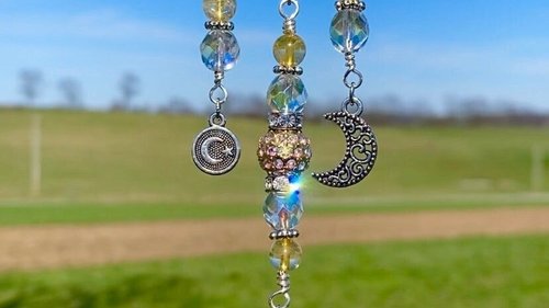 Prosperity Citrine Sun Car Charm / Suncatcher, Widow Suncatcher, Mirror Accessory