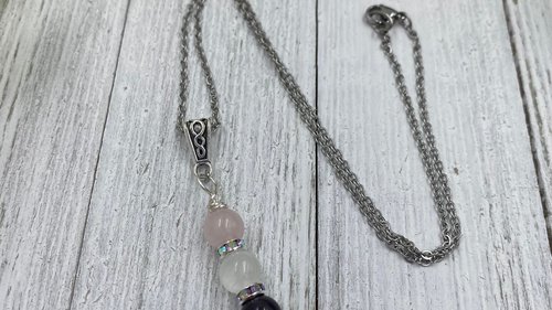 Empath / Anti-Anxiety Necklace, Protection Necklace, Shield, Psychic Protection, Rose Quartz, Black Obsidian, Selenite, Amethyst, Copper