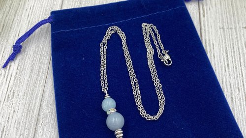 Angelic Connection Necklace, Anti -Anxiety Necklace, Psychic Connection Necklace, Angelite Aquamarine Necklace