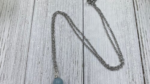 Angelic Connection Necklace, Anti -Anxiety Necklace, Psychic Connection Necklace, Angelite Aquamarine Necklace