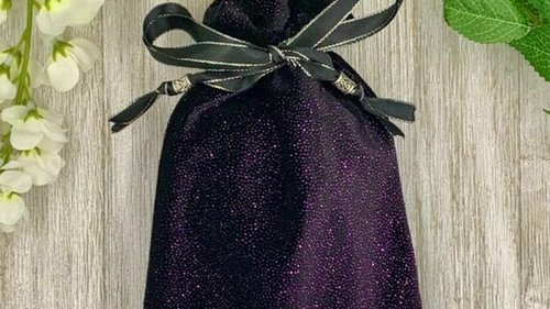 Velvet - Purple Glitter Tarot Bag/ Custom Tarot Pouch/ Keepsake Bag / Drawstring Bag / Oracle Bag / Crystal Bag / Tarot Pouch / Cosmetic Bag