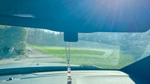 Rose Quartz Car Charm / Suncatcher, Widow Suncatcher, Mirror Accessory