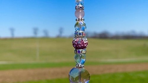 Rose Quartz Car Charm / Suncatcher, Widow Suncatcher, Mirror Accessory