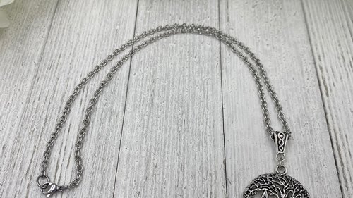 Triple Moon Pentacle Necklace, Witchy Necklace, Tree of Life Necklace, Handmade Necklace, Psychic Protection, Cham Necklace