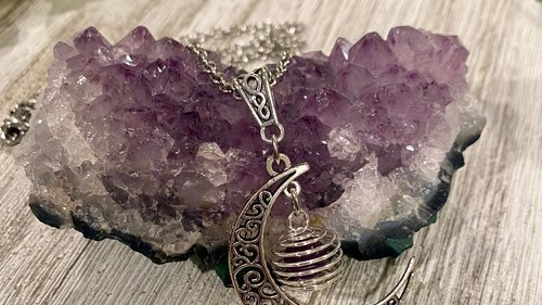 Choose Your Crystal Moon Necklace, Protection Necklace, Shield, Psychic Protection, Cham Necklace, Mystery necklace