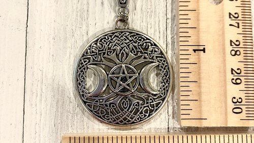 Triple Moon Pentacle Necklace, Witchy Necklace, Hecate Necklace, Tree of Life Necklace, Shield, Psychic Protection, Cham Necklace