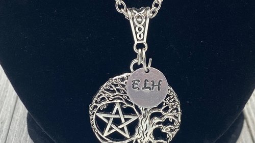 Triple Moon Pentacle Necklace, Witchy Necklace, Tree of Life Necklace, Handmade Necklace, Psychic Protection, Cham Necklace