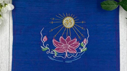 Embroidered Silk Lotus Altar Cloth, Traveling Altar Cloth, Portable Altar Cloth, Small Spaces Altar, Home Office Altar