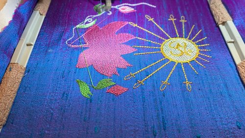 Embroidered Silk Lotus Altar Cloth, Traveling Altar Cloth, Portable Altar Cloth, Small Spaces Altar, Home Office Altar