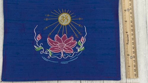 Embroidered Silk Lotus Altar Cloth, Traveling Altar Cloth, Portable Altar Cloth, Small Spaces Altar, Home Office Altar