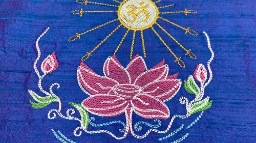 Embroidered Silk Lotus Altar Cloth, Traveling Altar Cloth, Portable Altar Cloth, Small Spaces Altar, Home Office Altar