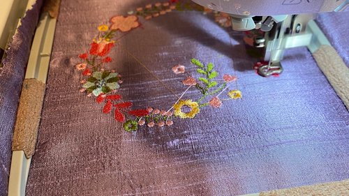 Embroidered Silk Floral Moon Altar Cloth, Traveling Altar Cloth, Portable Altar Cloth, Small Spaces Altar, Home Office Altar