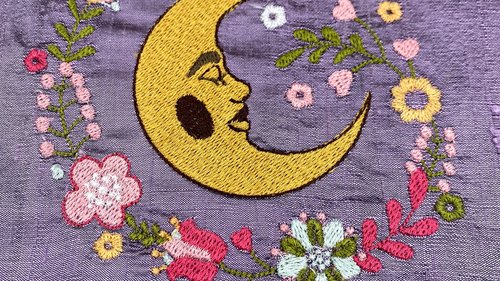 Embroidered Silk Floral Moon Altar Cloth, Traveling Altar Cloth, Portable Altar Cloth, Small Spaces Altar, Home Office Altar