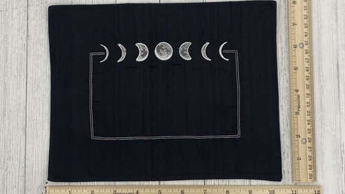 Embroidered Silk Moon Phase Altar Cloth, Altar Decor, Tarot Altar Cloth, Portable Altar Cloth, Small Spaces Altar, Home Office Altar