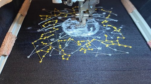 Embroidered Silk Constellations Altar Cloth, Tarot Altar Cloth, Altar Decor, Tarot Cloth, Altar Mat