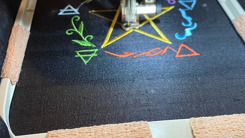 Embroidered Silk Elemental Pentacle Altar Cloth, Traveling Altar Cloth, Portable Altar Cloth, Small Spaces Altar, Home Office Altar