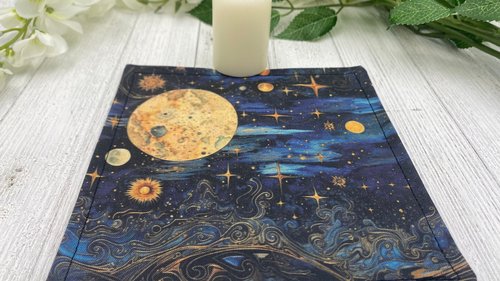 MINI Altar Cloth - Celestial, Traveling Altar Cloth, Portable Altar Cloth, Small Spaces Altar, Home Office Altar