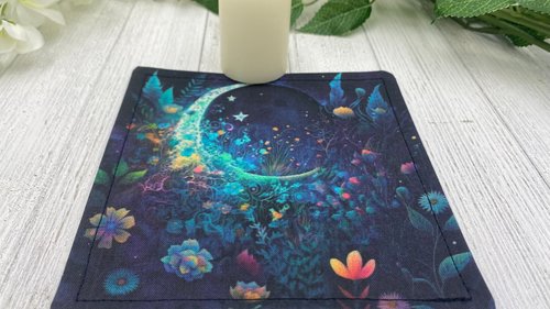 MINI Altar Cloth - Moon Garden, Traveling Altar Cloth, Portable Altar Cloth, Small Spaces Altar, Home Office Altar