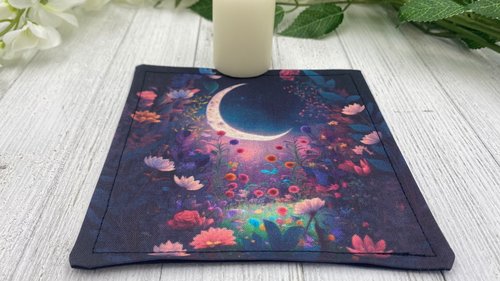 MINI Altar Cloth - Moon Garden, Traveling Altar Cloth, Portable Altar Cloth, Small Spaces Altar, Home Office Altar