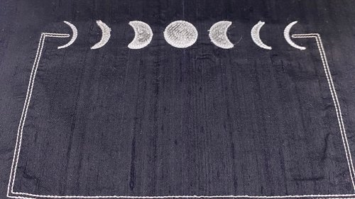 Embroidered Silk Moon Phase Altar Cloth, Altar Decor, Tarot Altar Cloth, Portable Altar Cloth, Small Spaces Altar, Home Office Altar